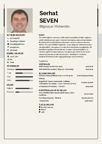 Bilgisayar Mühendisi CV Örnekleri cv indir